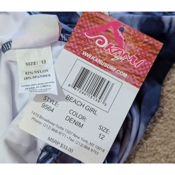 New Kanu Surf girls sz 12 One Piece Swimsuit Beach Girl blue blue white 3156 - Picture 3 of 4